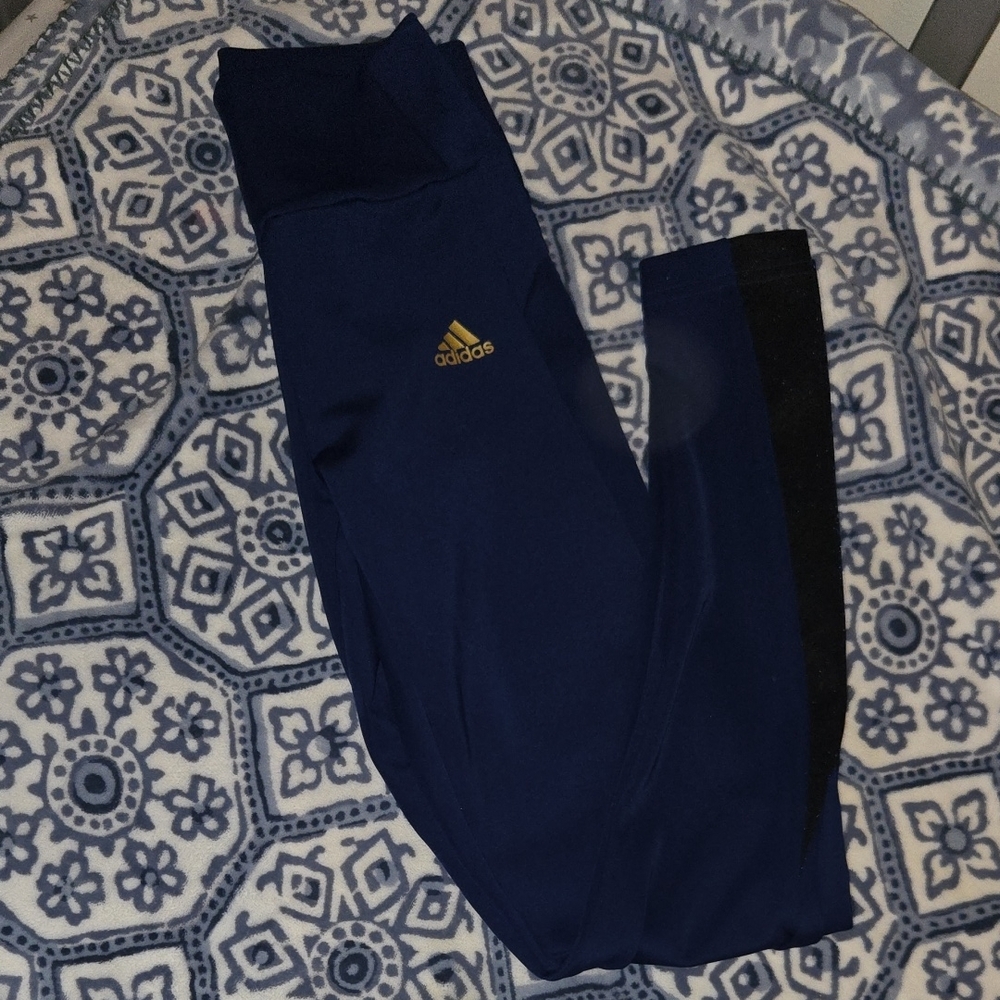 Adidas Blue Active Leggings with Black Accent